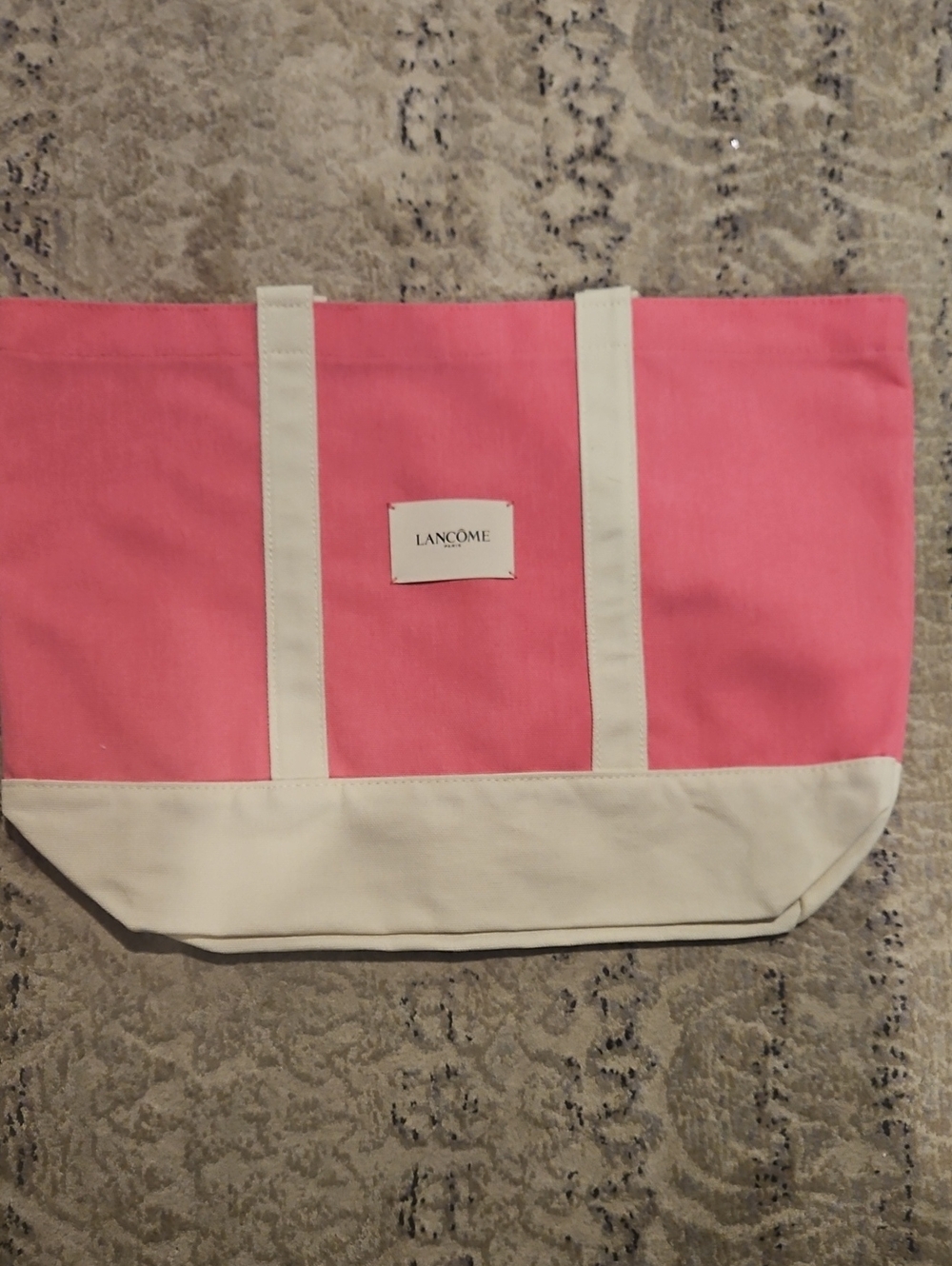 Lancome Pink Canvas Tote Bag with Cream Trim